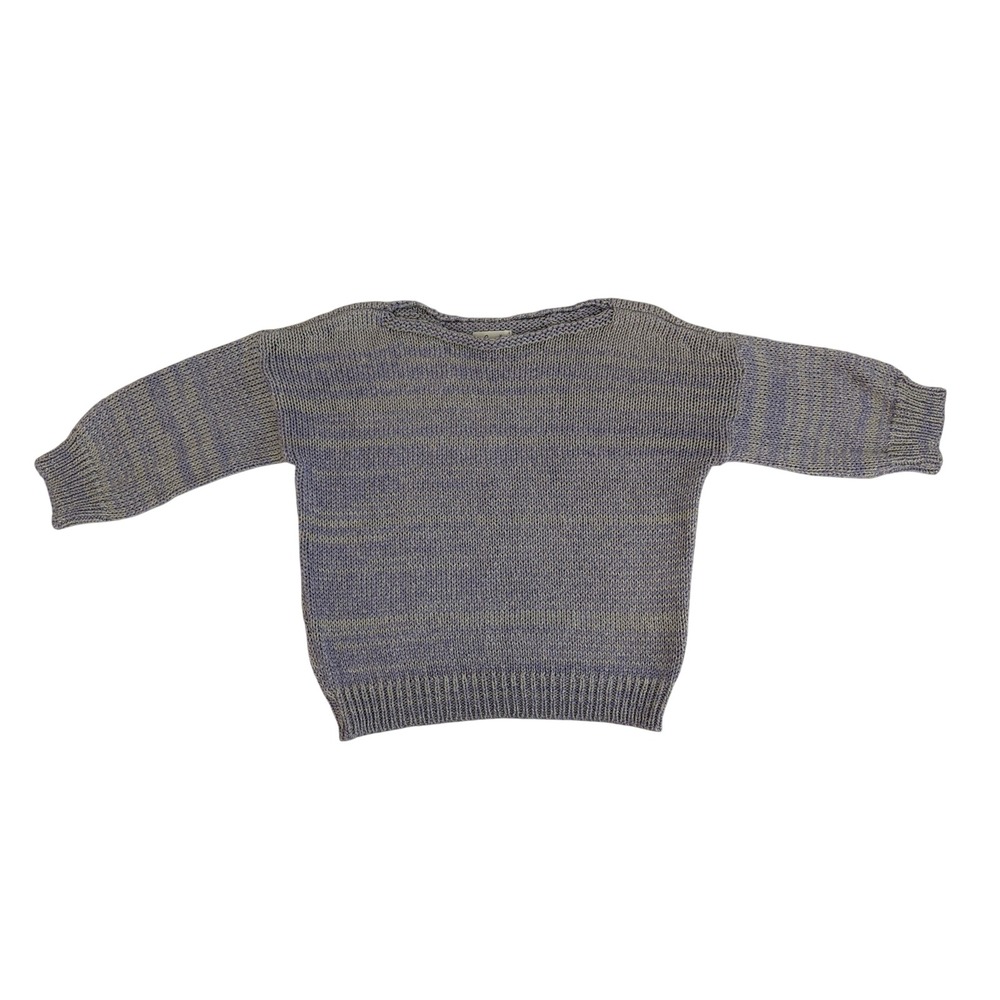 Sunday Saint-Tropez Dania Lavender Silver Metallic Knit Boat Neck Sweater Womens
